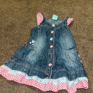 Pumpkin patch girls jean‎ dress ruffles 24th months gingham floral